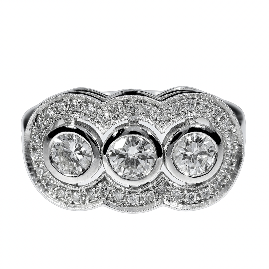 Anillo Compromiso Diamantes Oro Blanco Paladio 18kt – Krauborg