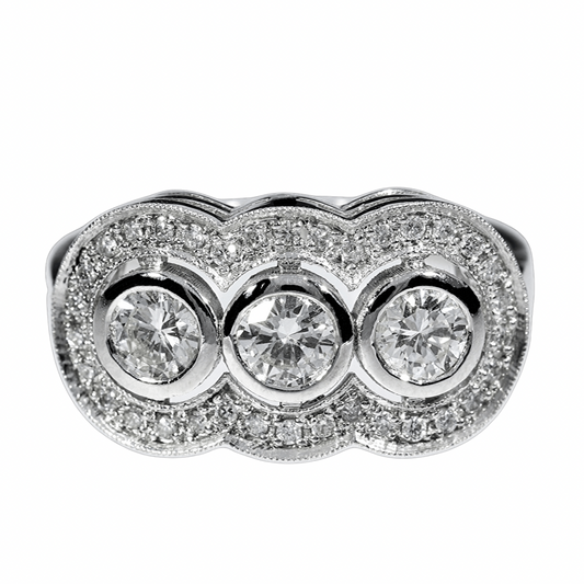 Anillo Compromiso Diamantes - Oro Blanco Paladio 18kt