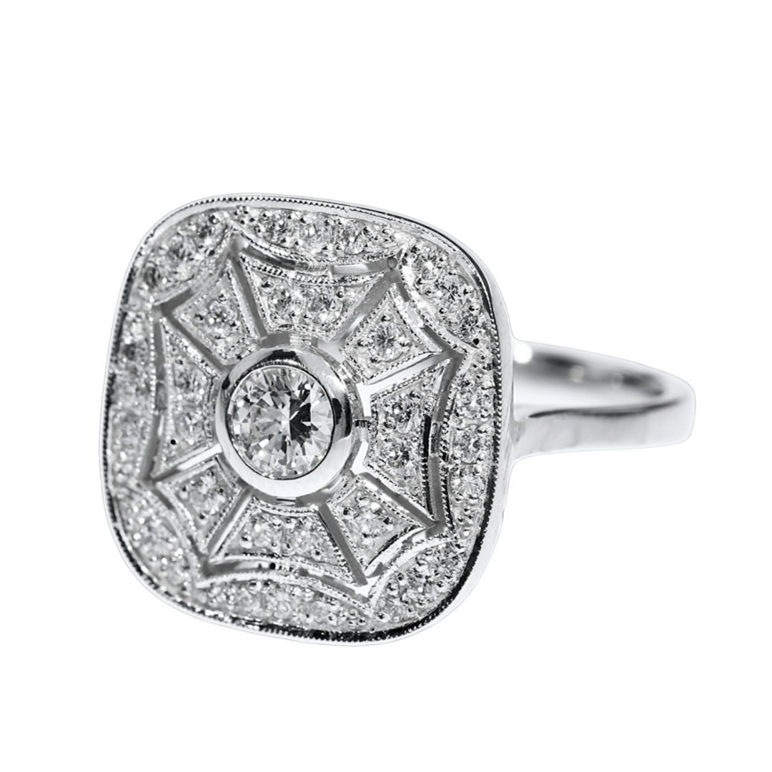 Anillo Compromiso Diamantes - Oro Blanco 18kt