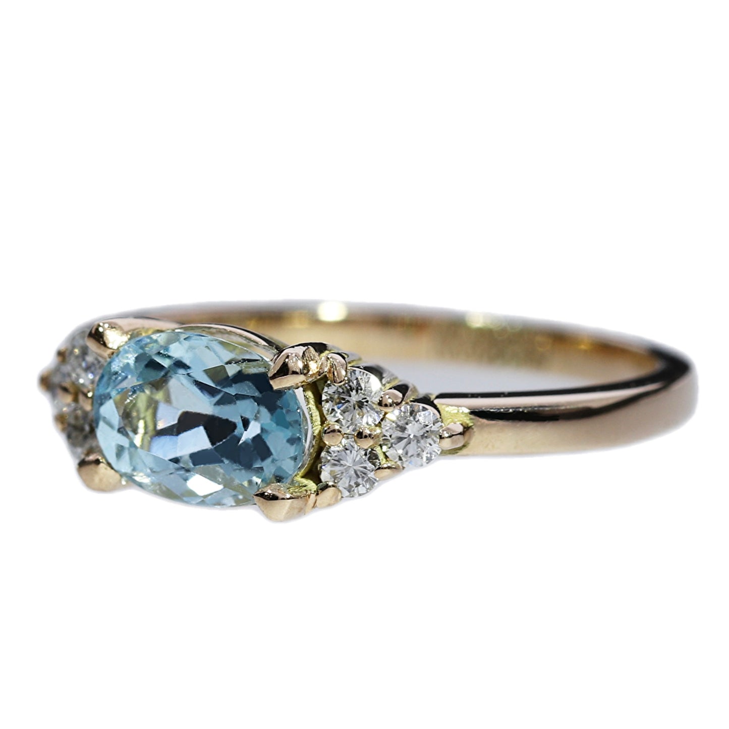 Anillo Aguamarina y Diamantes - Oro Rojo 18kt