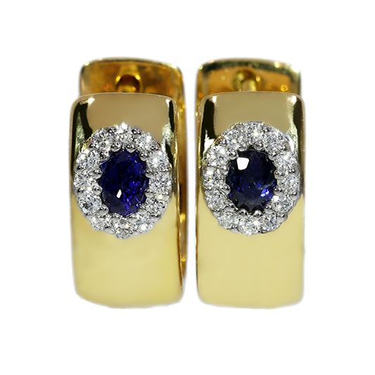 Aros Zafiros y Diamantes - Oro Amarillo 18kt