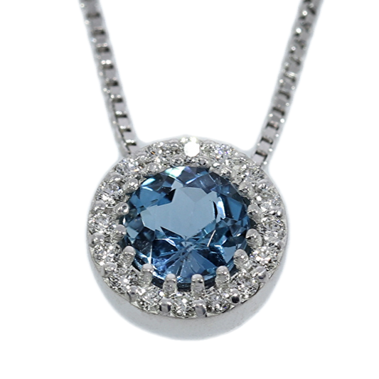 Colgante Aguamarina y Diamantes - Oro Blanco 18kt
