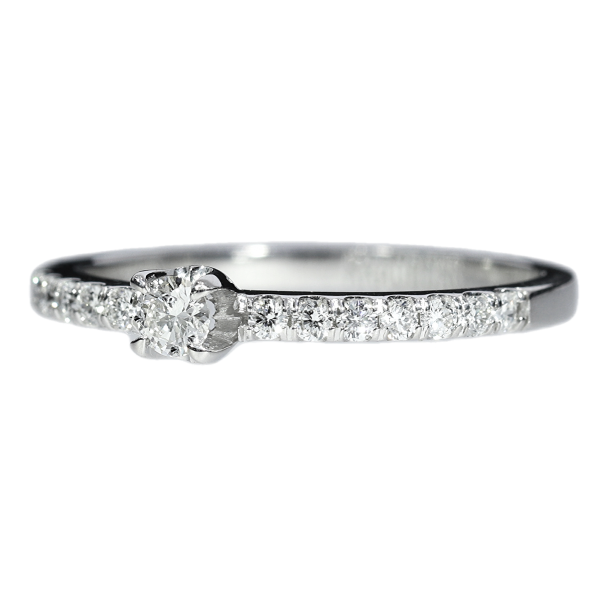 Anillo Compromiso Solitario Diamantes - Oro Blanco 18kt