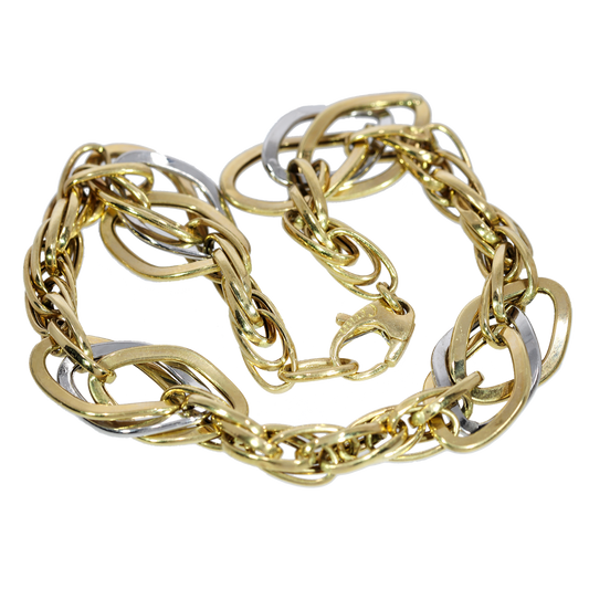 Pulsera Eslabones - Oro Amarillo y Blanco 18kt