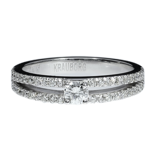 Anillo Compromiso Solitario Moderno Diamantes - Oro Blanco 18kt