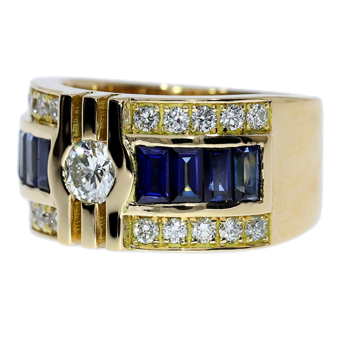 Anillo Zafiros y Diamante GIA - Oro Amarillo 18kt