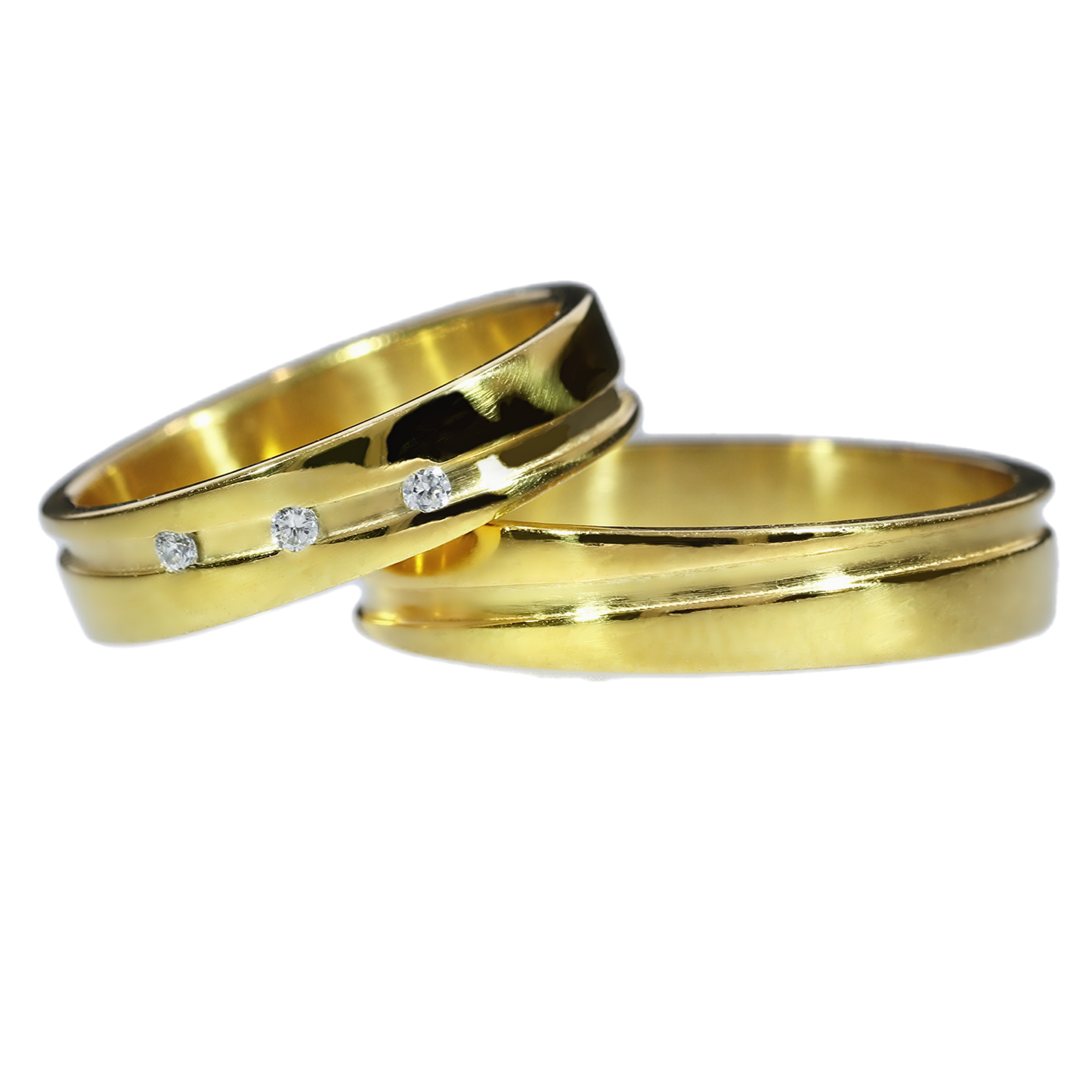 Argollas de Matrimonio Planas con Diamantes - Oro Amarillo 18kt