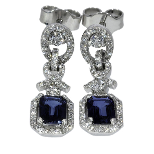 Aros Zafiro y Diamantes - Oro Blanco 18kt