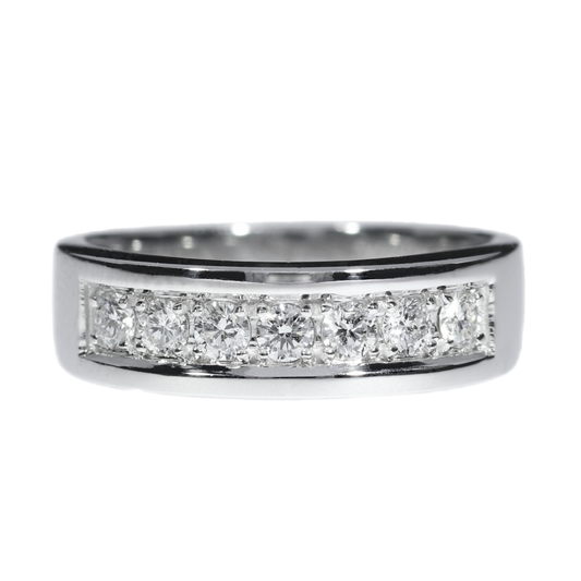 Anillo Medio Cintillo Diamantes - Oro Blanco 18kt