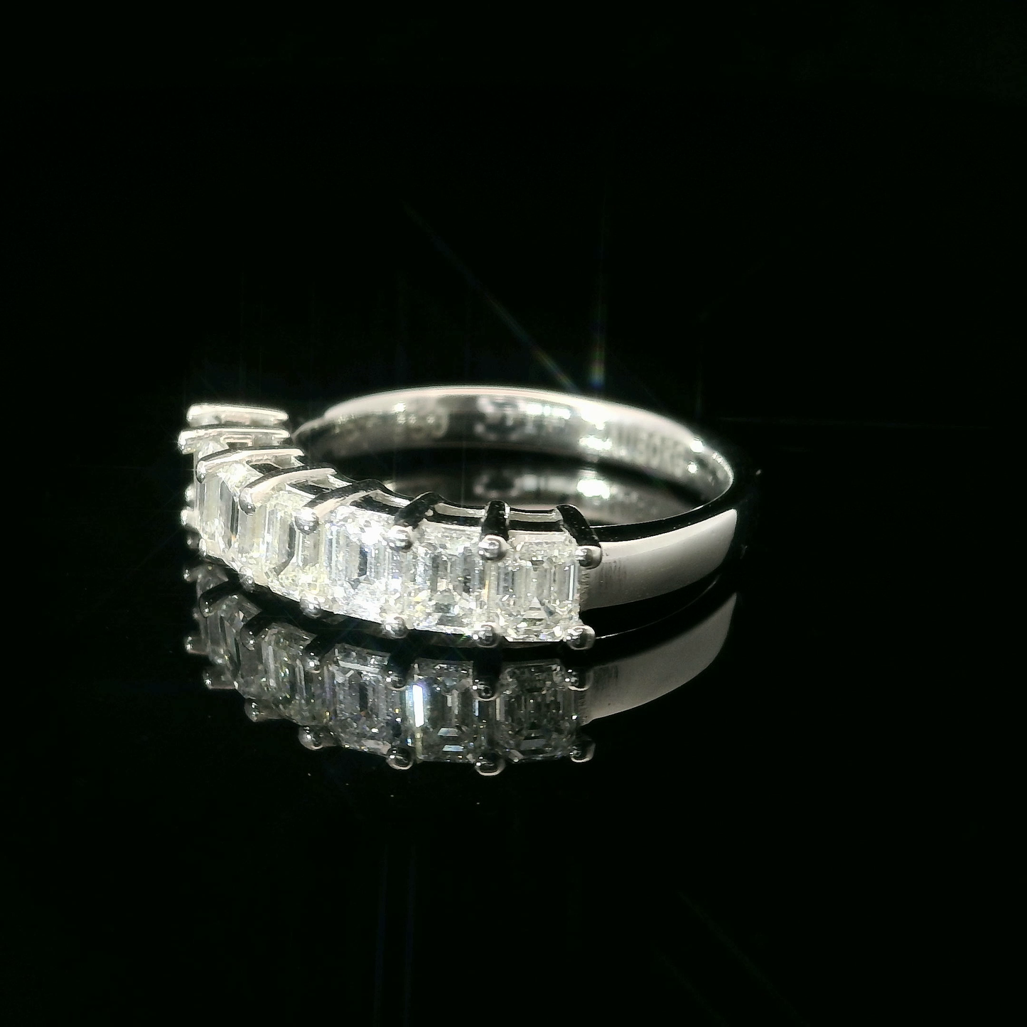 Anillo Diamantes Corte Esmeralda - Platino