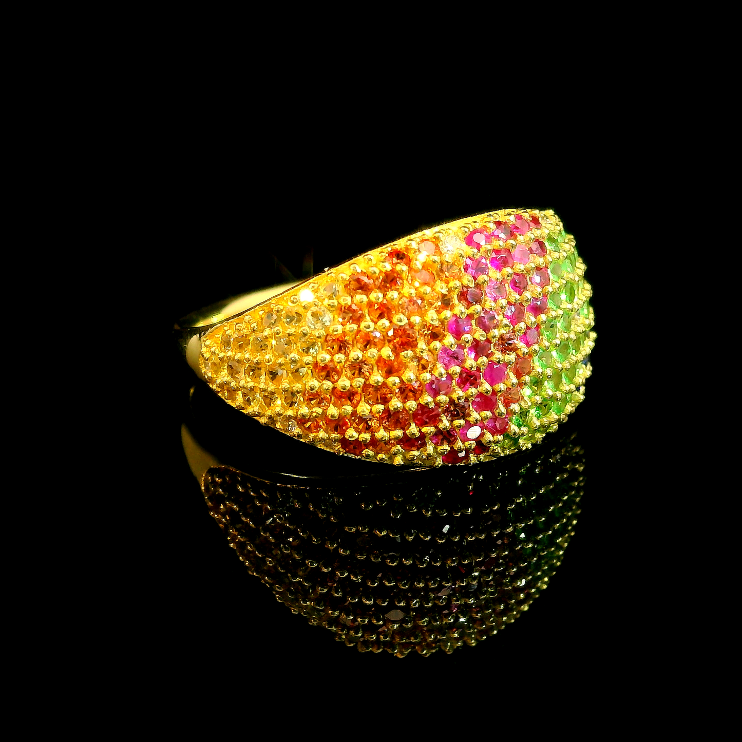 Anillo Rainbow Zafiros y Diamantes - Oro Amarillo 18kt