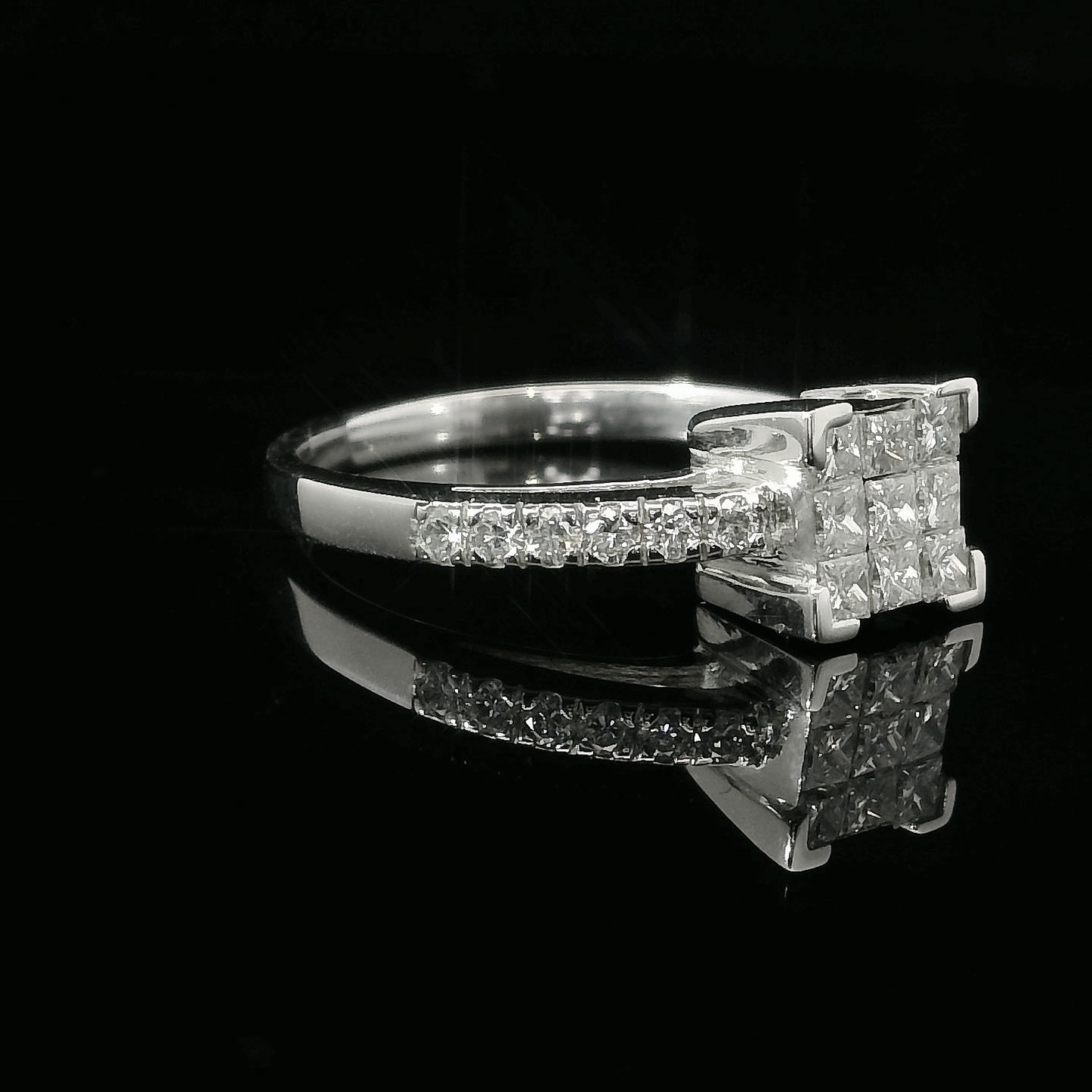 Anillo Compromiso Diamantes - Oro Blanco 18kt