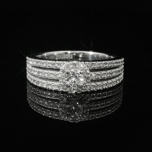 Anillo Compromiso Diamantes - Oro Blanco 18kt