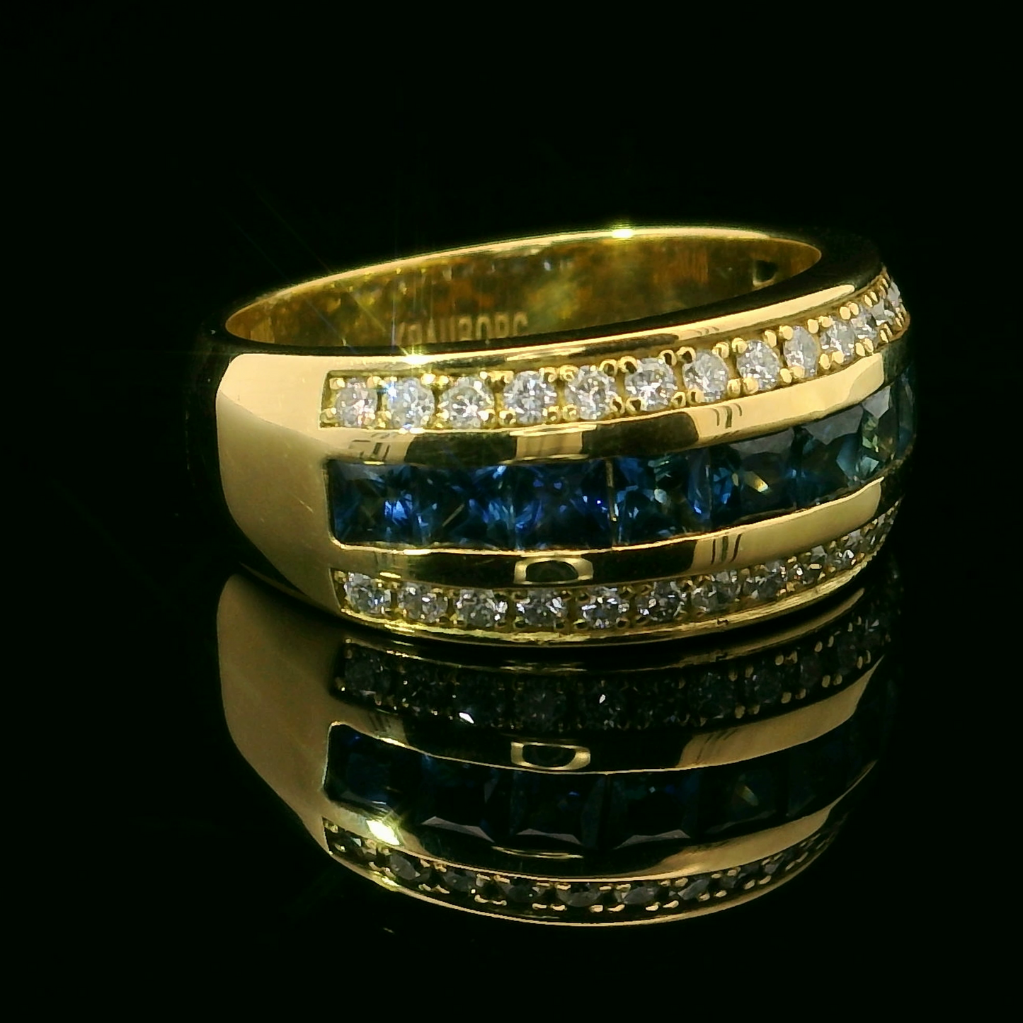 Anillo Zafiros y Diamantes - Oro Amarillo 18kt