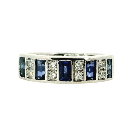 Anillo Zafiros y Diamantes - Oro Blanco 18kt