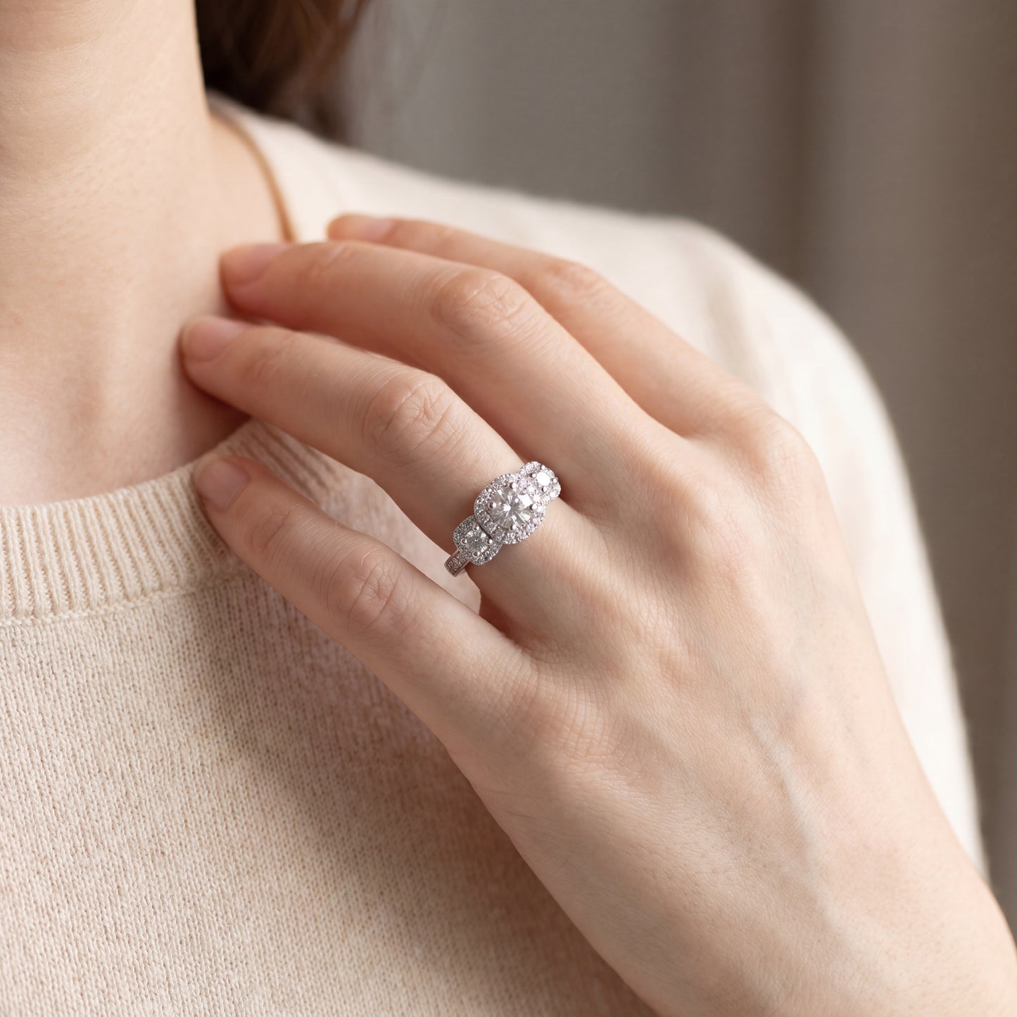 Anillo Compromiso Diamantes GIA - Oro Blanco 18kt