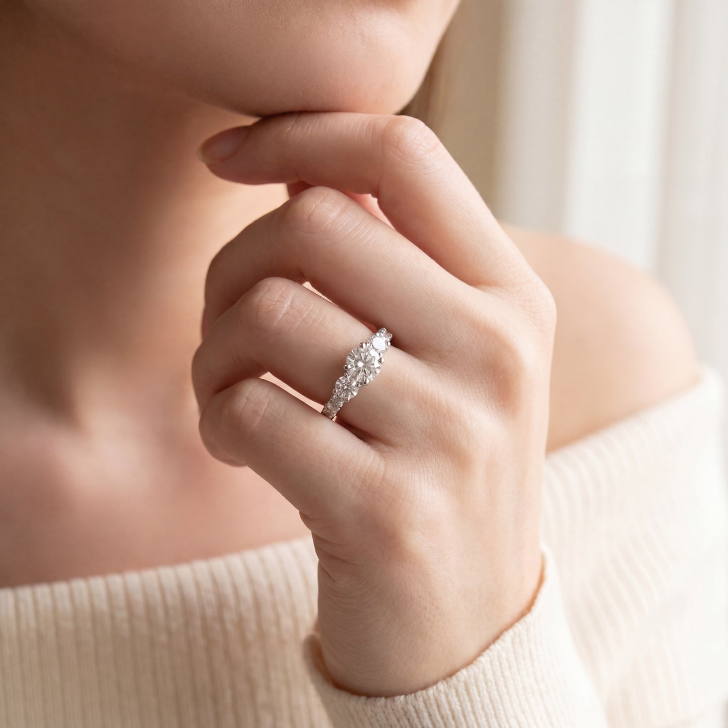 Anillo Compromiso Diamantes GIA - Platino
