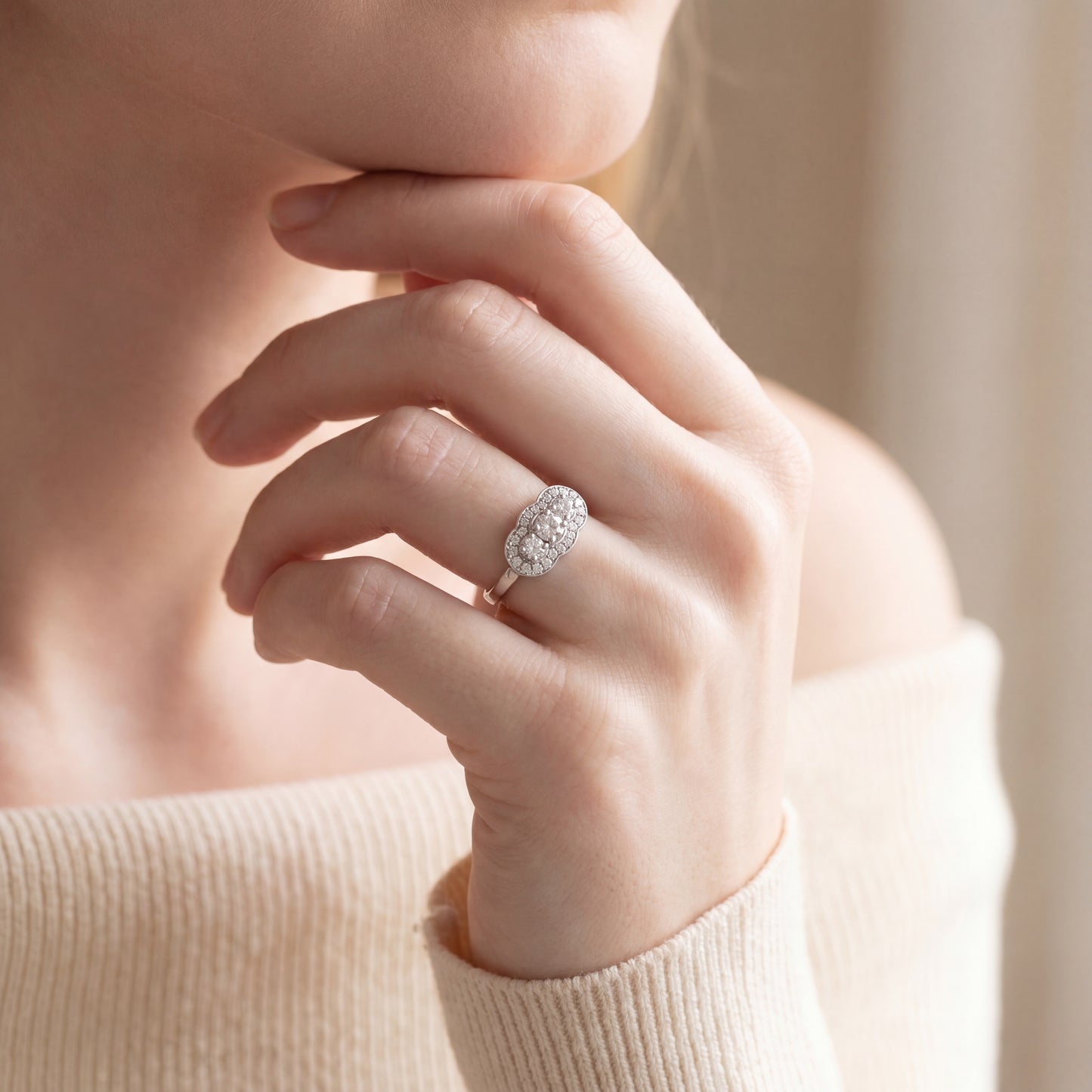 Anillo Compromiso Diamantes - Oro Blanco 18kt