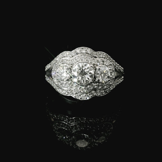 Anillo Compromiso Diamantes - Oro Blanco 18kt