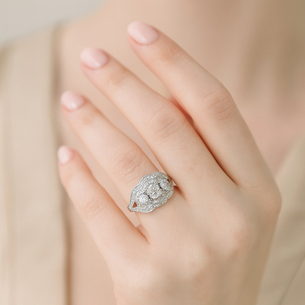 Anillo Compromiso Diamantes - Oro Blanco 18kt