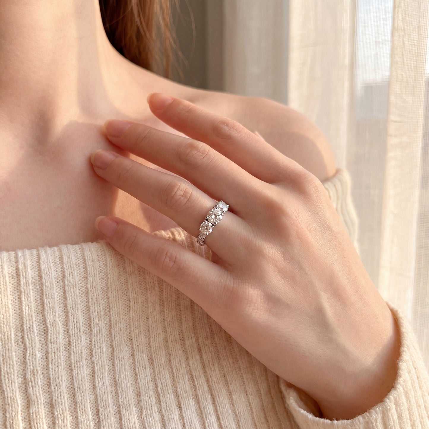 Anillo Compromiso Diamantes GIA - Platino