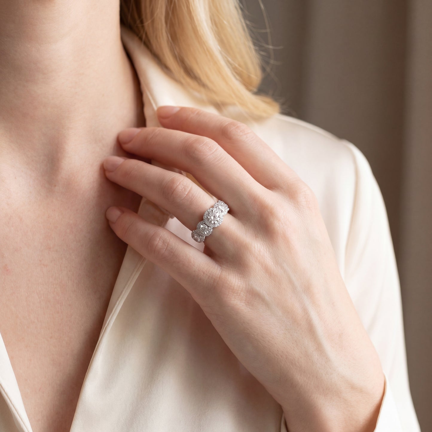 Anillo Compromiso Diamantes GIA - Platino