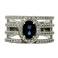 Anillo Zafiro y Diamantes - Oro Blanco 18kt