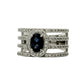 Anillo Zafiro y Diamantes - Oro Blanco 18kt