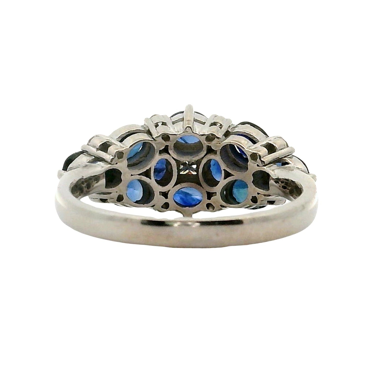 Anillo Zafiros y Diamantes - Oro Blanco 18kt