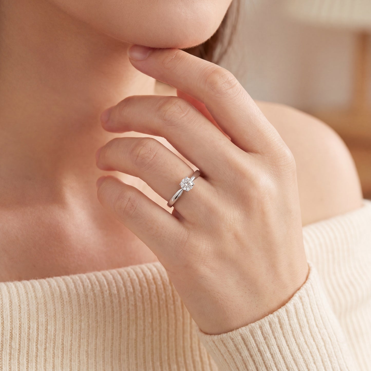 Anillo Compromiso Diamante - Oro Blanco 18kt