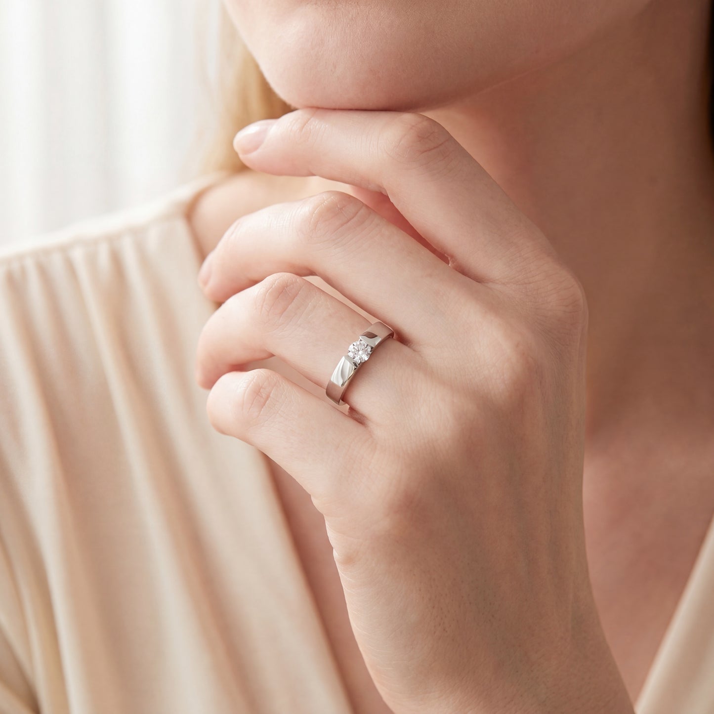 Anillo Compromiso Diamante - Oro Blanco 18kt