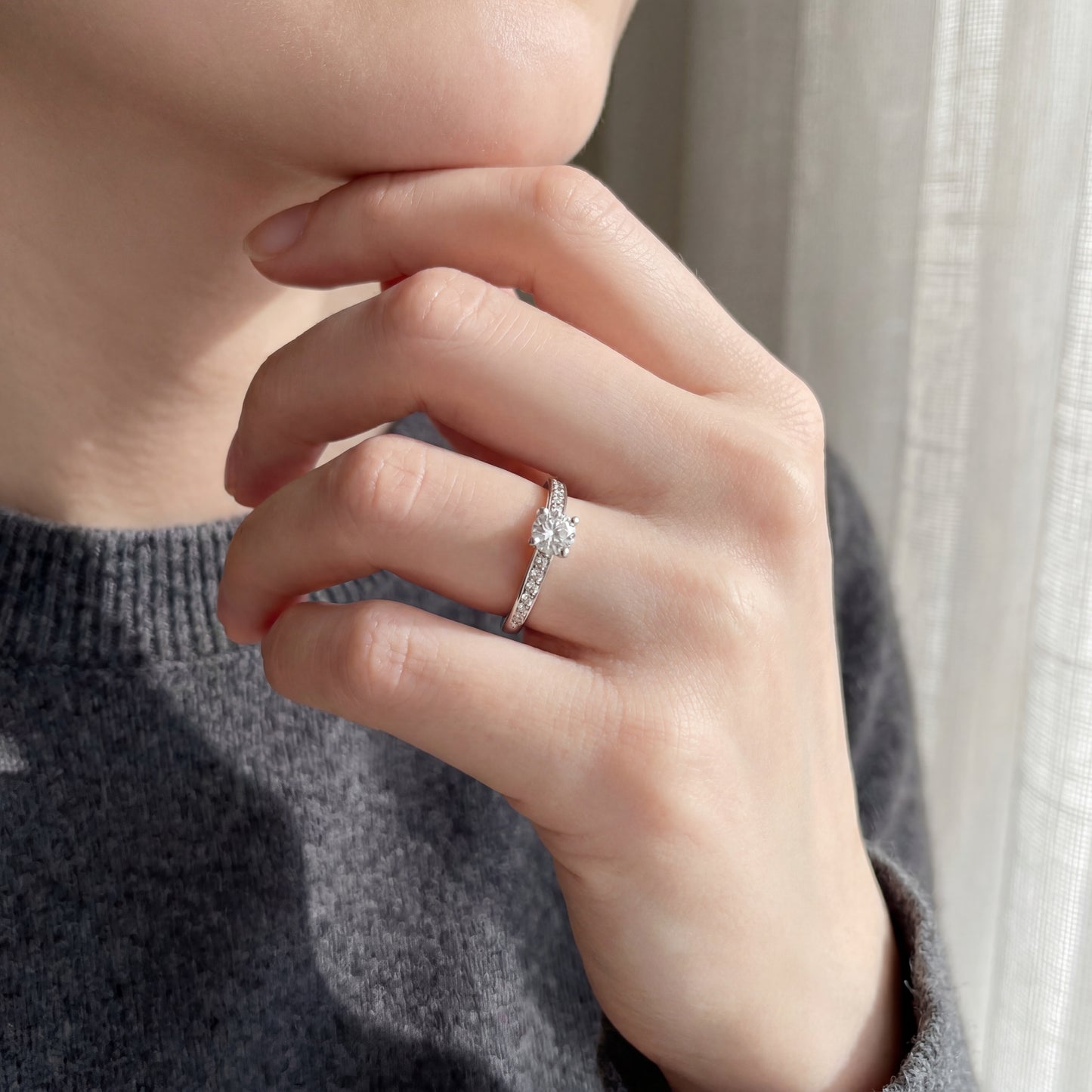 Anillo Compromiso Diamantes GIA - Oro Blanco 18kt