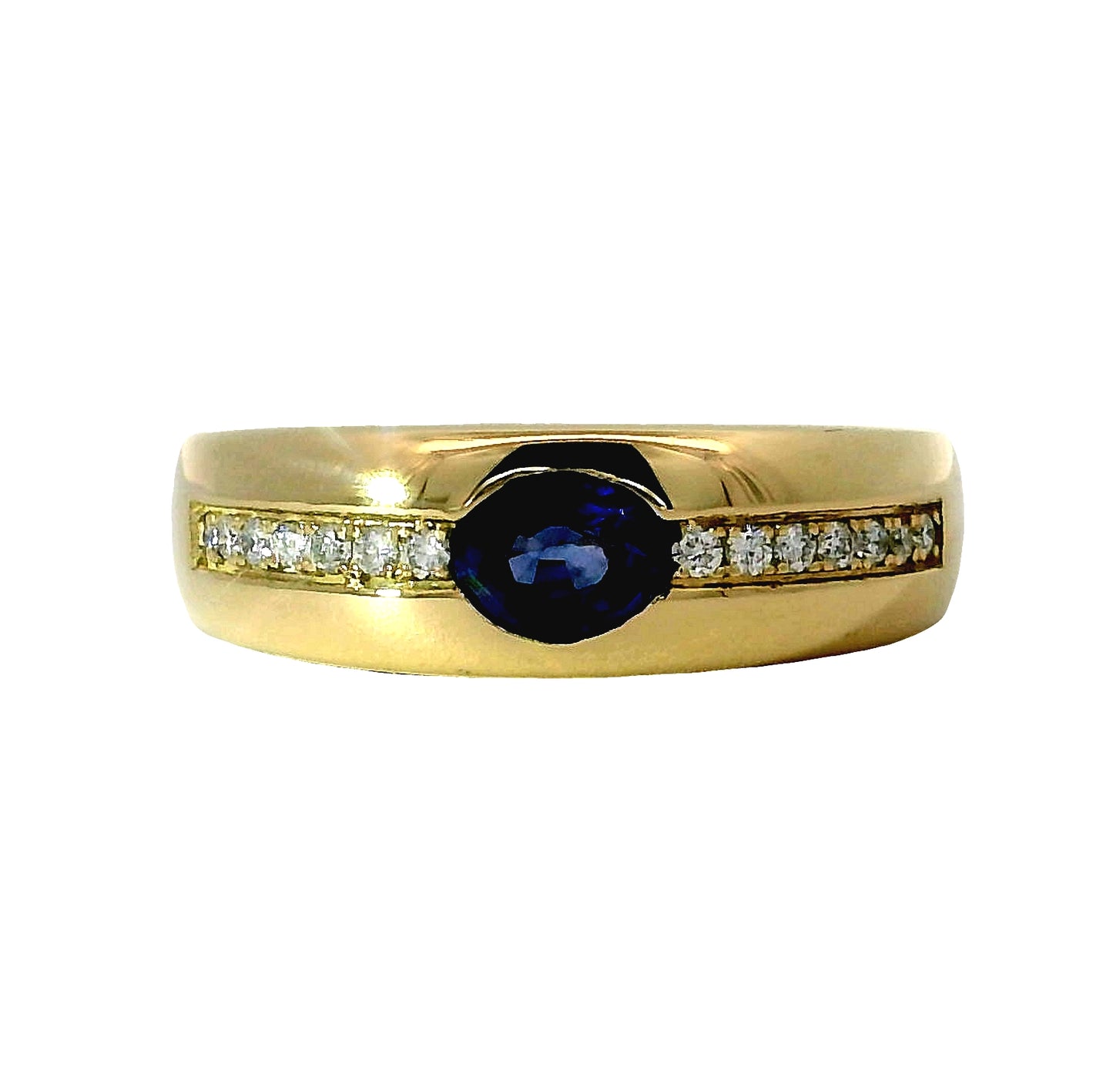 Anillo Zafiro y Diamantes - Oro Amarillo 18kt