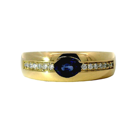 Anillo Zafiro y Diamantes - Oro Amarillo 18kt
