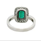 Anillo Esmeralda y Diamantes - Oro Blanco 18kt