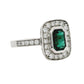 Anillo Esmeralda y Diamantes - Oro Blanco 18kt