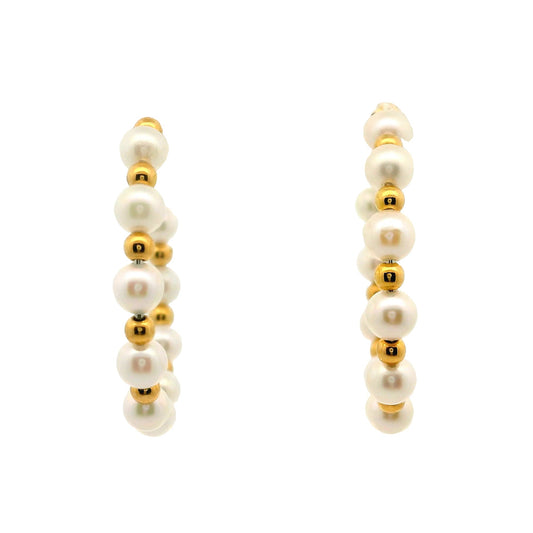 Aros Argolla Perlas - Oro Amarillo 18kt