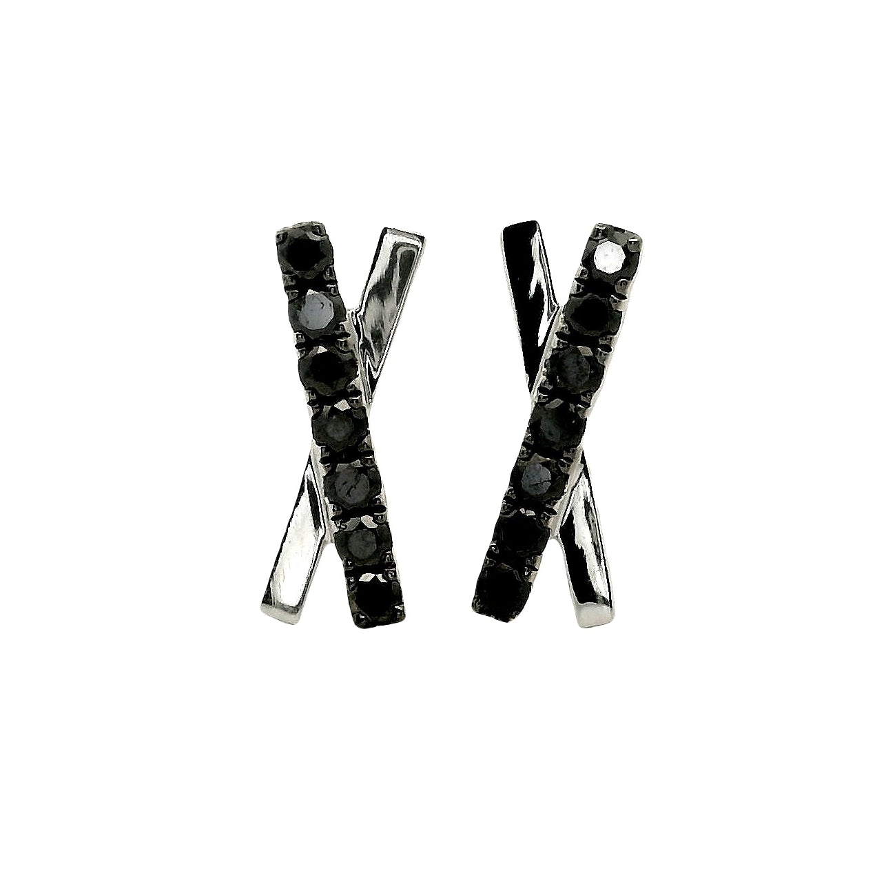 Aros Diamantes Negros - Oro Blanco 18kt