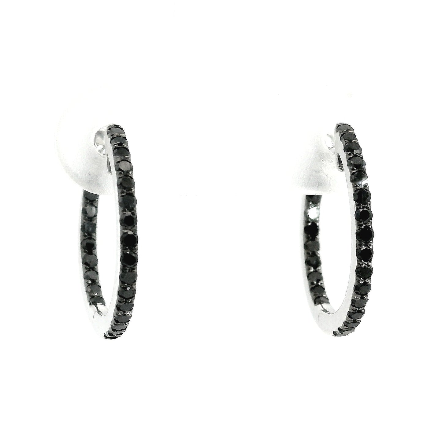 Aros Diamantes Negros - Oro Blanco 18kt