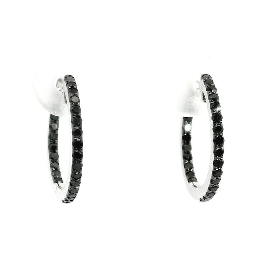 Aros Diamantes Negros - Oro Blanco 18kt