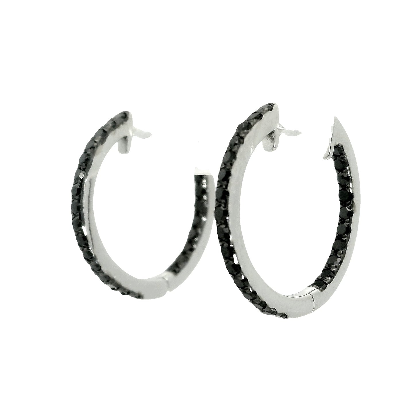 Aros Diamantes Negros - Oro Blanco 18kt