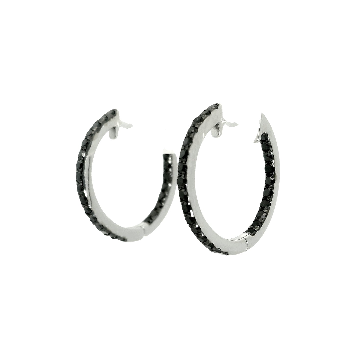 Aros Diamantes Negros - Platino