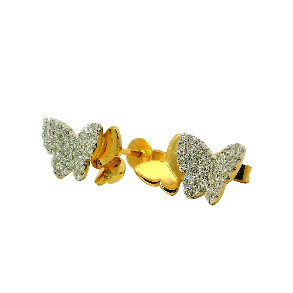Aros Diamantes Mariposas - Oro Amarillo 14kt