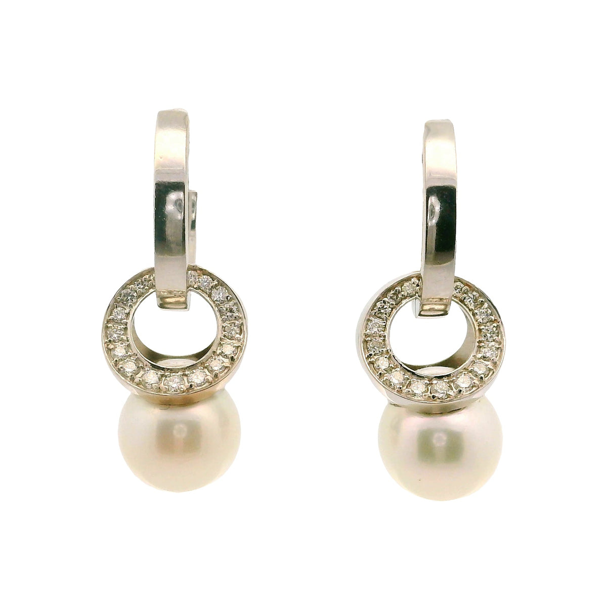 Aros Argolla y Perlas - Oro Blanco 18kt