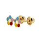 Aros Flor Esmaltado - Oro Amarillo 14kt