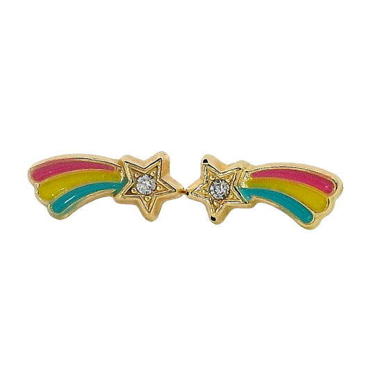 Aros Estrella Esmaltado - Oro Amarillo 14kt