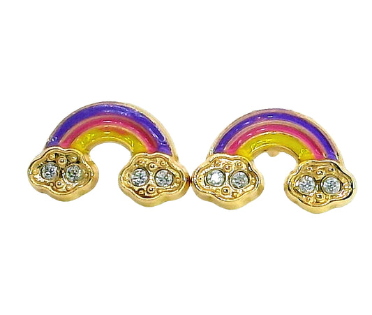 Aros Arcoíris Esmaltado - Oro Amarillo 14kt