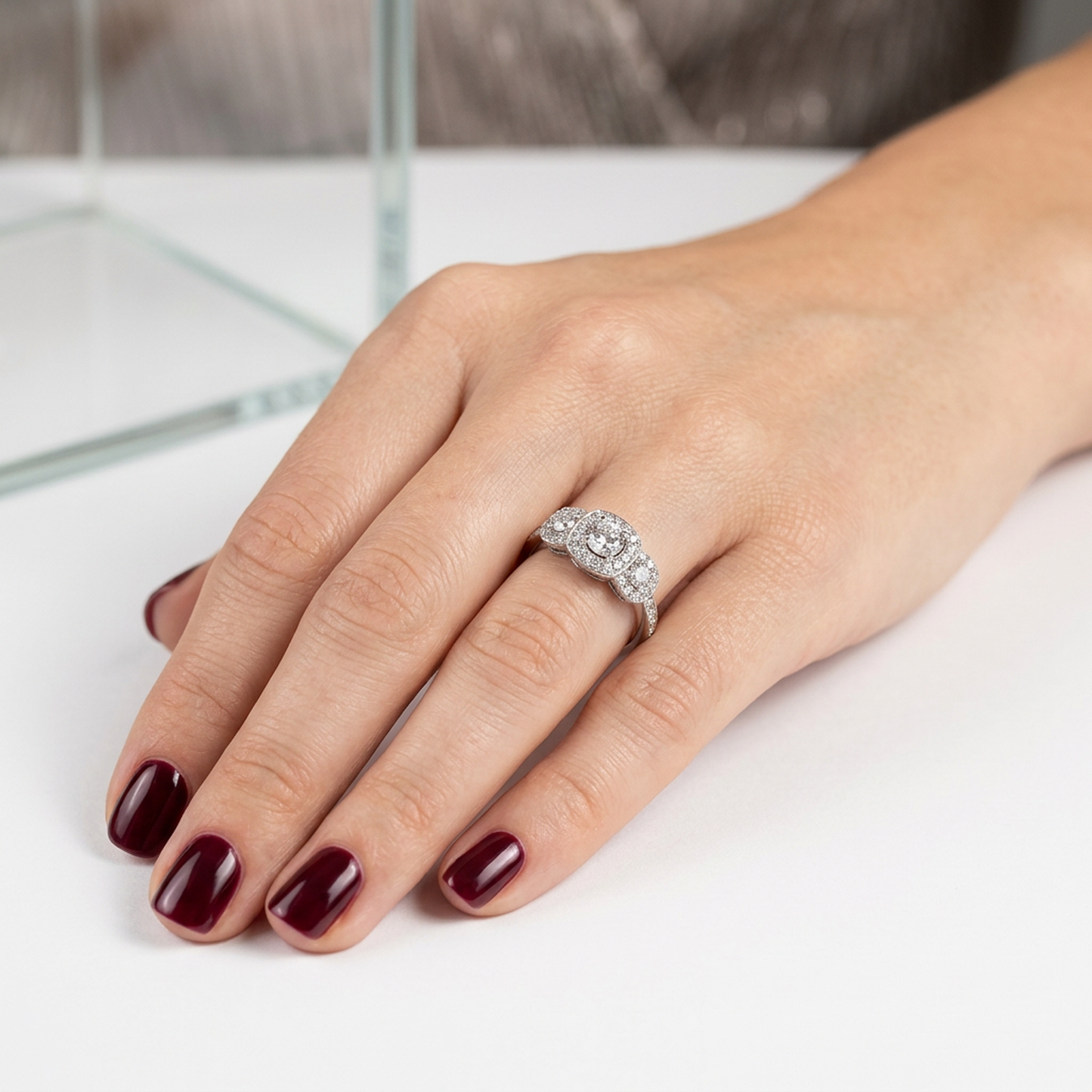 Anillo Compromiso Diamantes - Oro blanco 18kt