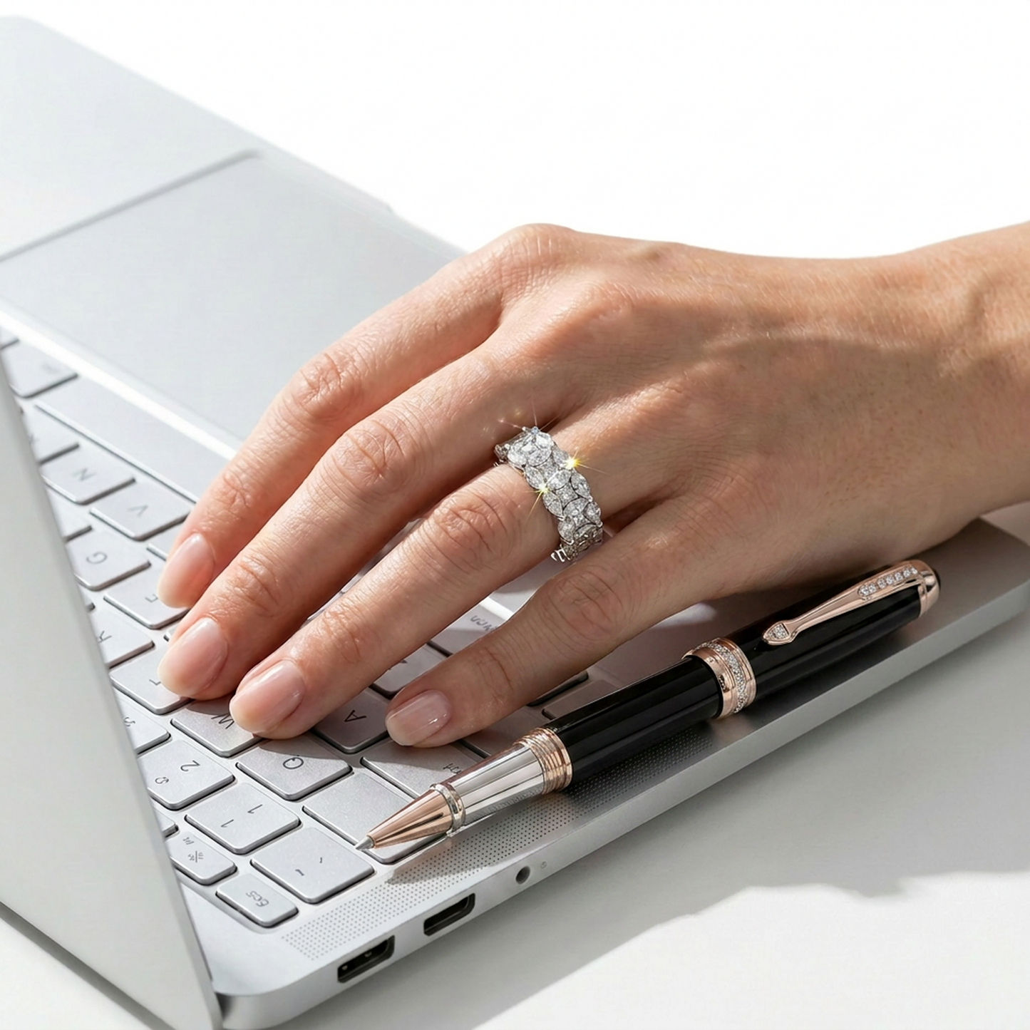 Anillo Compromiso Diamantes - Platino