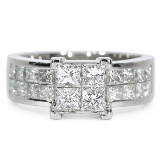 Anillo Compromiso Diamantes - Platino